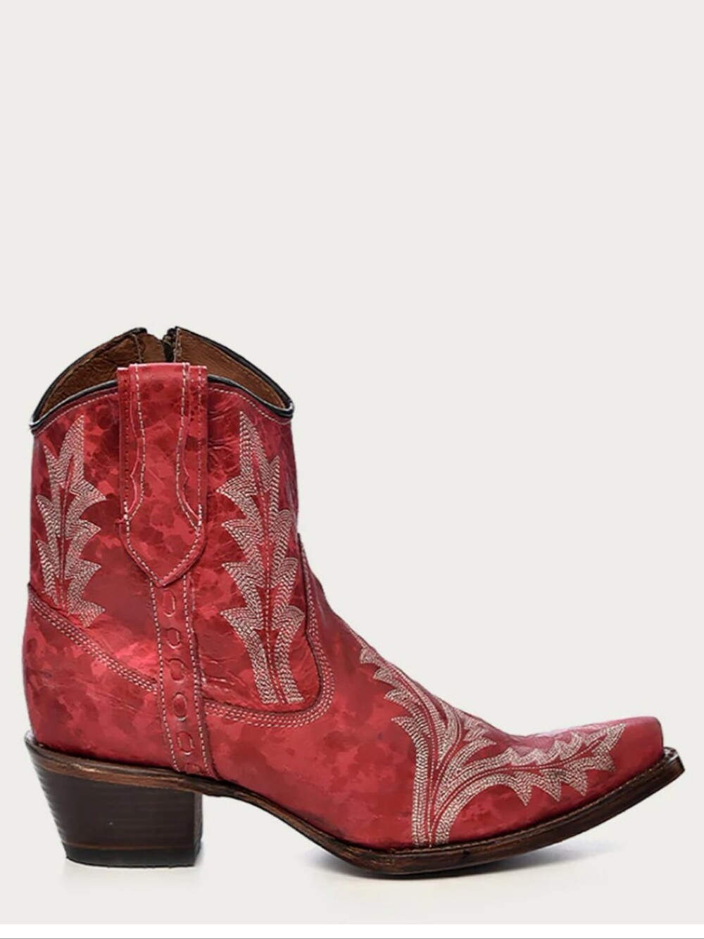Corral Boots Circle G L5704 - WOMEN’S EMBROIDERY AND ZIPPER RED SNIP TOE ANKLE - Picture 3 of 15